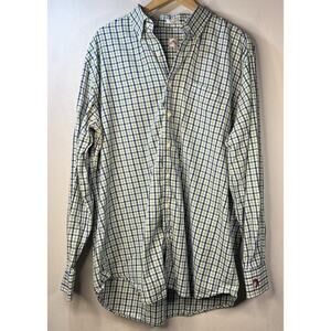 Peter Millar Shirt Top Men's XL CHECKERED 100% cotton Long Sleeve Pirate button